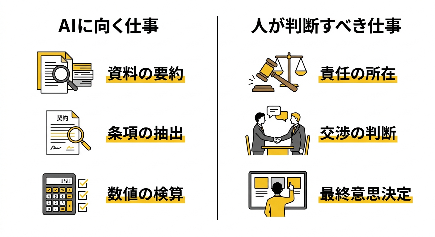 AIに向く仕事と人が判断すべき仕事の比較