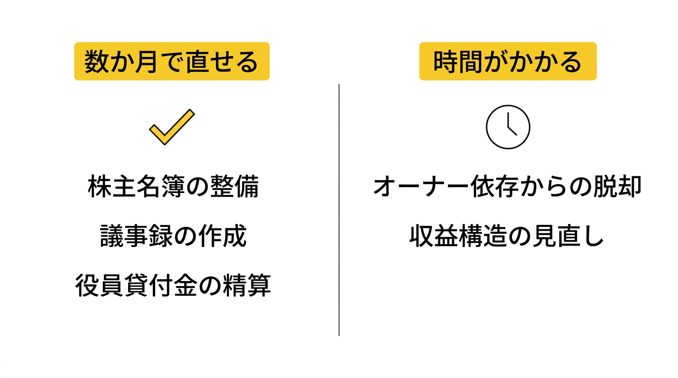 先に直せるものと時間がかかるもの